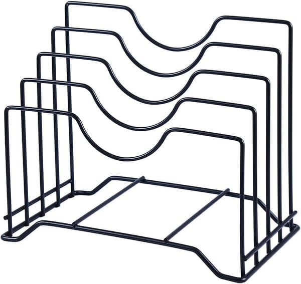 Organizer til skærebrætter og låg – Rummer skærebrætter (op til 3 cm tykke), bageforme, bageplader, gryder, låg og bøger (sort) [Ho]