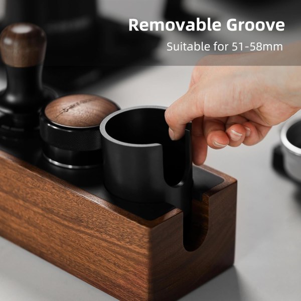 Espresso Tamper Stasjon 51/53/58mm Tre Portafilter Holder Espresso Tamp Stativ med Magnetisk Skuff