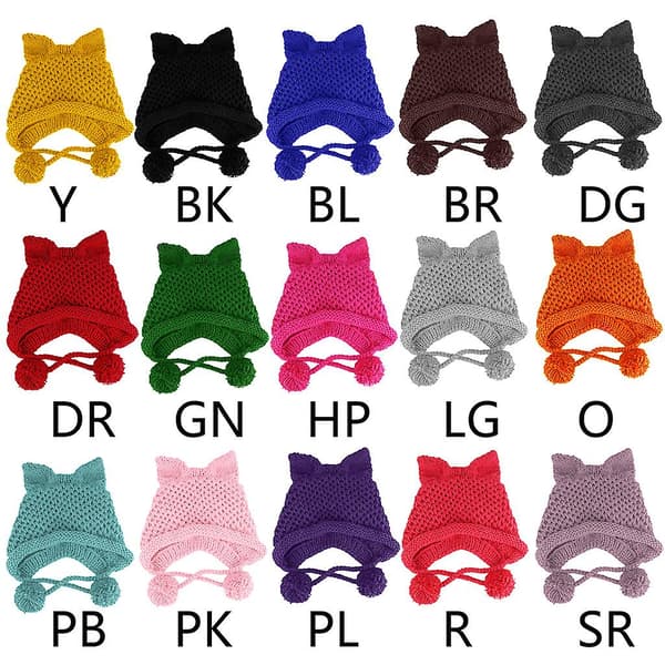 Women's Winter Thick Knitted Hat Cute 3D Cat Ears Solid Color