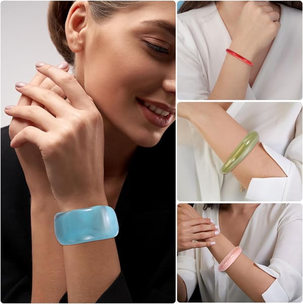 Akryl Chunky Bangle Armbånd til Kvinder Rød Blå Red, Blue