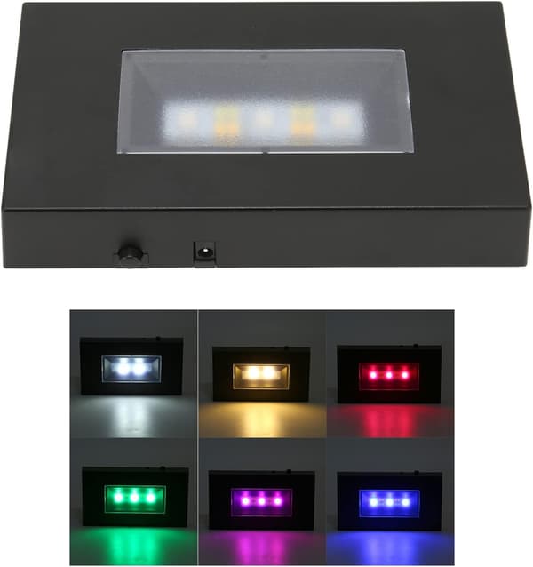 LED-lysbase, rektangulær USB-flerfarvet lysdisplaybasestativ til krystalstatuer, smykker (sort)-FA-