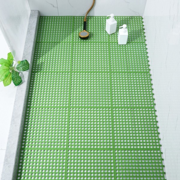Sklisikre badekar-matte med sugekopper og avløpshull, maskinvaskbar dusjmatte Anti-skli badematte for badekar for barn green 2pcs