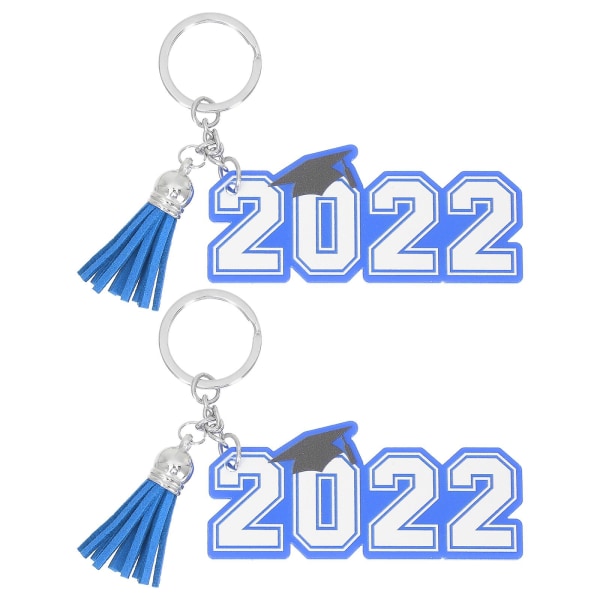2 st Nyckelringar Pojkar Klass Nyckelring Klass Gåvor Graduate Keychain Examen År Cha Blue 7.5x3cm