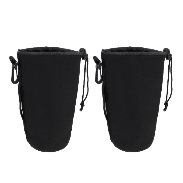 2pcs Slr Camera Lens Pouch Bag Shockproof Thermal Insulation Protector Size XlBlack10X24CN