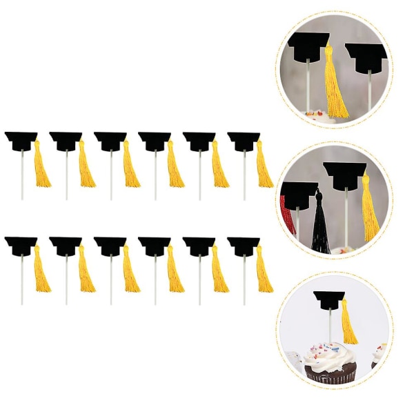 12 st Graduation Hat Tårta Topper Dekoration Graduation Hat Cupcake Topper Gul 10X3.8X3.8CM Yellow 10X3.8X3.8CM