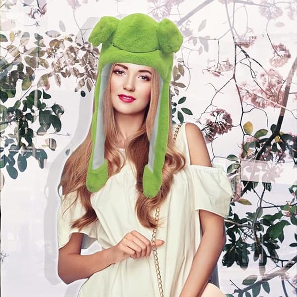 Frog Hat - Creative Stylish Caps - Cute Plush Animal Hat - Frog Hat with Big Eyes