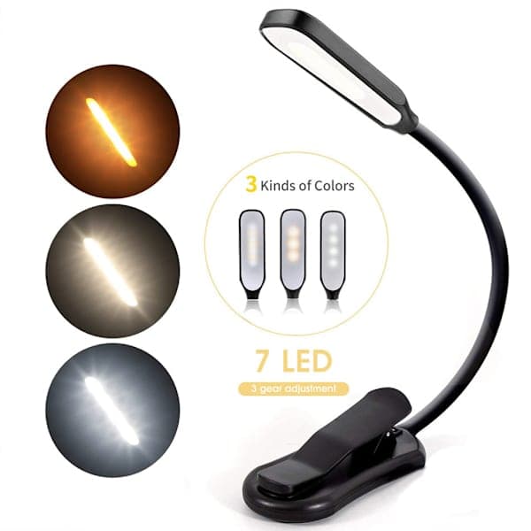 BekaTech 7 LED -lukuvalo 3 valotilalla, musta