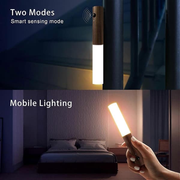USB Rechargeable Wall Lamp, Motion Sensor Night Light Portable Detachable Magnetic Cordless Wireless Automatic Battery Lamp White White
