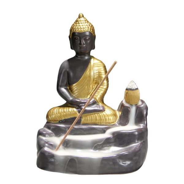 Kultainen Buddha Backflow Suitsuke Suitsuke Polttimen CSS Suitsuketelineet Kodin sisustus Patsas Koristeet Lahja
