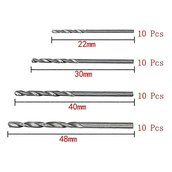 40 stk Titanium Twist Bor Sæt, Kobolt Metriske Bor 0.5mm - 2.0mm til Metal, Rustfrit Stål