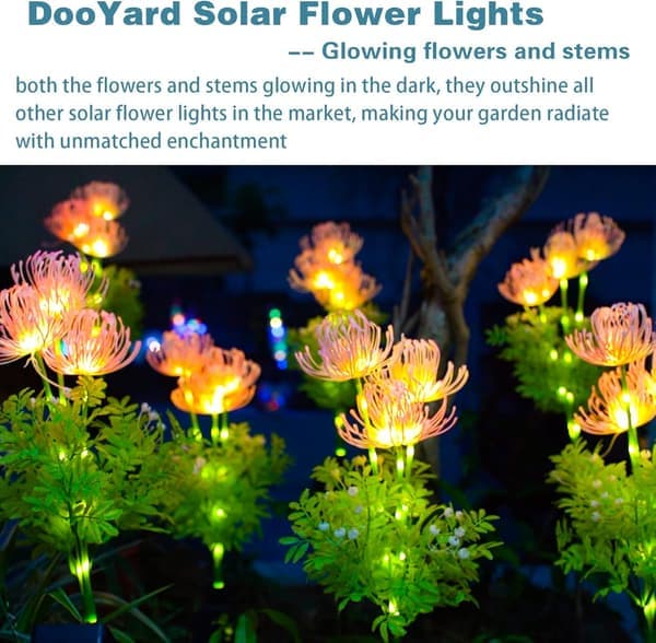 Solcellelamper til haven, solcelleblomster med lysende blomster og stilke, opgraderede solpaneler, dekorative udendørslamper til haven (Ho)