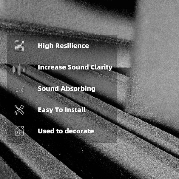 12-pack självhäftande ljudsäkra skumpaneler, 12 X 12 X 2 tum akustiskt skum, kompatibel vägg, hem, studio