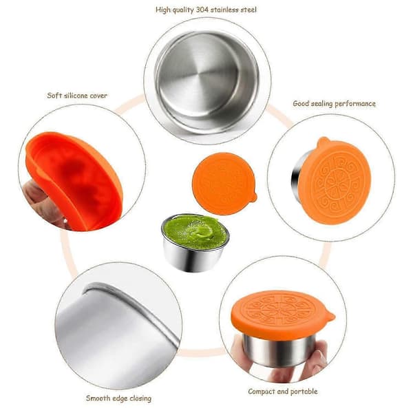 4-piece spice set - airtight leak-proof stainless steel spice containers with silicone lids - lunch boxes for snacks