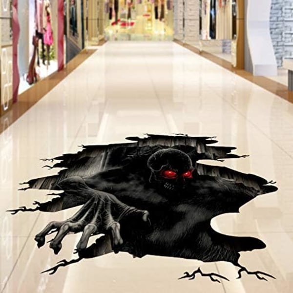 3D Halloween-lattiat ja seinätarrat, Haamu käsi raapii lattiaa taikaseinätarrat, Irrotettavat kauhu Halloween-ikkunatarrat
