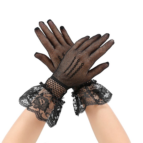 2 par blonderhansker, lange satenhansker, teselskapshansker for kvinner, korte silkehansker, meshhansker, halloweenbryllup