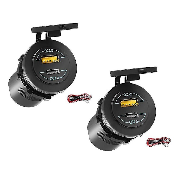 Hurtig opladning 4.0 Pd Qc 3.0 Usb Billader Stikkontakt 12v 60w Usb Udløb Hurtig Opladning Kompatibel Med Bil, Båd, Lastbil
