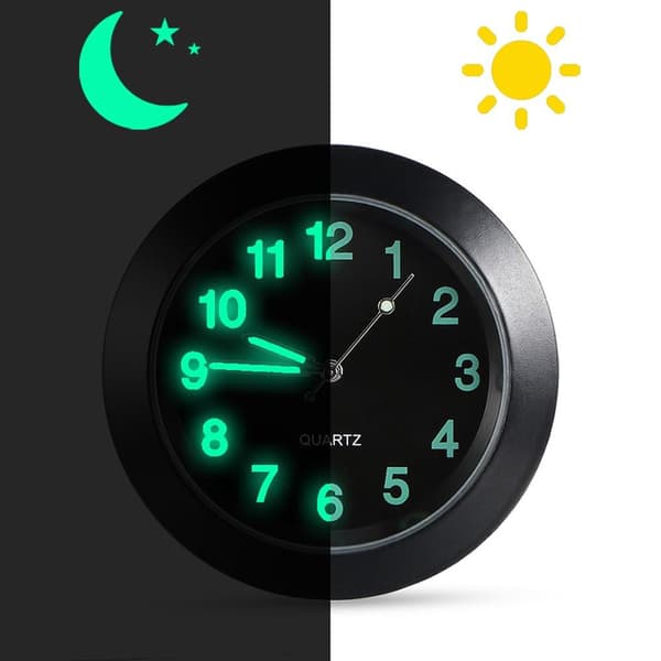 Analog Clock for Car. Air Vent Clip Round Quartz Car Interior - Black