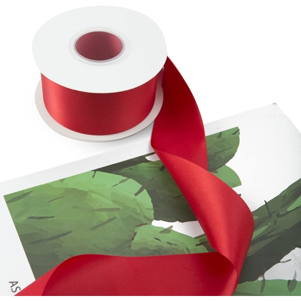 4 cm bredt rødt dobbeltsidet satinbånd ensfarvet perfekt til bryllups-babyshower-emballage