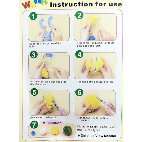 Essentiell Pompom-tillverkare för fluffboll-vävningsnål Stickning DIY-verktyg (8 st - 4 storlekar)