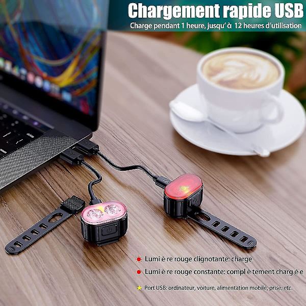 Led Cykellys, Usb Genopladelige For- Og Baglygter, Ipx5 Vandafvisende Led Cykellys, Dobbelt Hæl Forlygter, Velegnet Til Alle Cykler Og Alle Typer