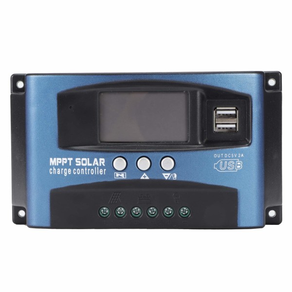 Solcelleladningsregulator 12/24V-30A Solcellepanelladningsregulator MPPT Fotovoltaisk Panel med LCD-skjerm LED