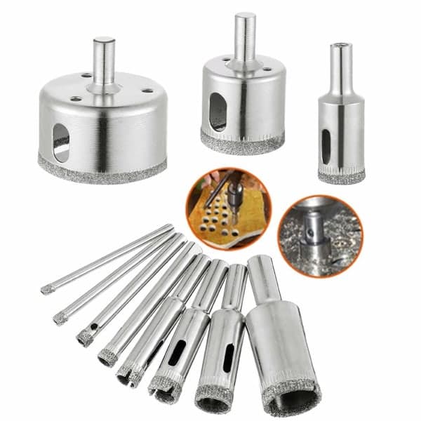 10-pack diamantborrar, set för glas kakel keramik