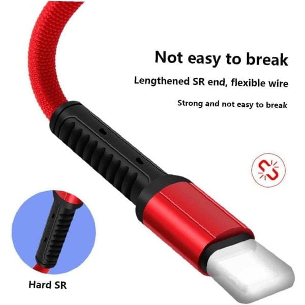 Multi-USB hurtigopladningskabel, 3-i-1 opladningskabelstik