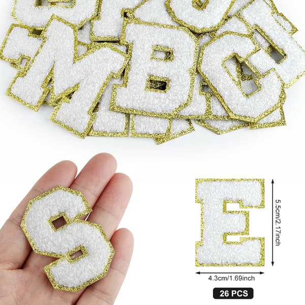 26 st självhäftande chenille-bokstavslappar A-Ö, chenille-bokstäver för DIY-kläder, tyg, skor, väskor