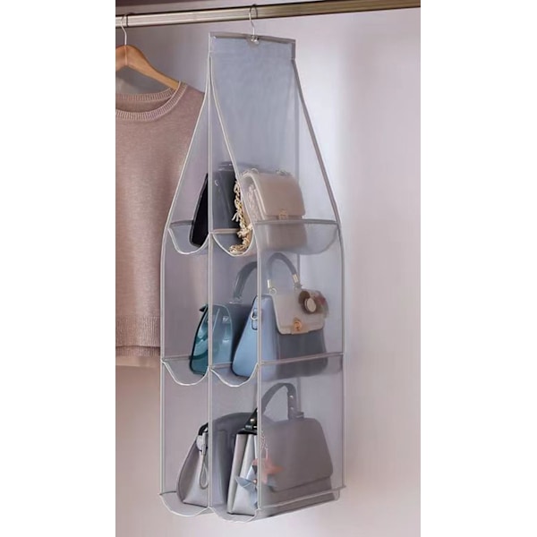 Hanging Storage with 6 Compartments – Practical Storage for Bags and Accessories Grey Grey Grey