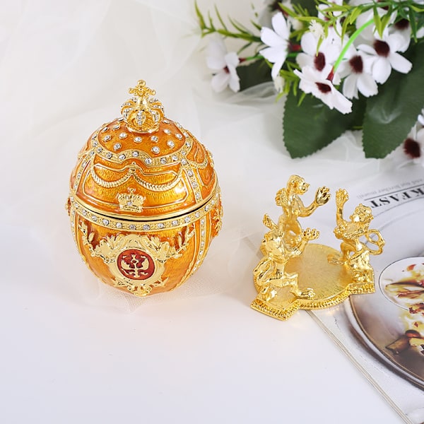 Dekorationsprydnader Påskägg Antik Ringaskar Ringvisningshållare Gångjärns Smyckeskrin Fabergé Ägg Prydnadsask Påskgåvoraskar Gyllene 17X7X7cm Golden 17*7*7cm