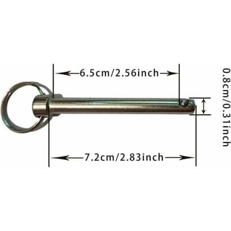 Quick Release Pins, 8mm Locking Pin with Spring Ball End, Locking Accessories, Marine Hardware, Bimini Top Pin, 8mm Diameter, 72mm Overall Length