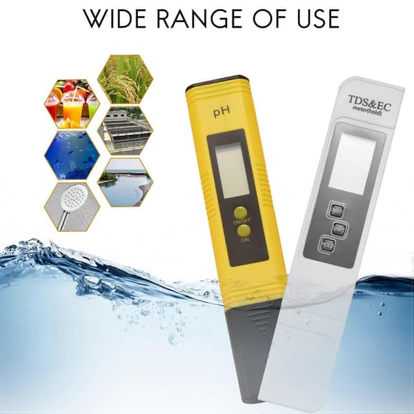 PH-måler og TDS-måler, Digital vannkvalitetstester, 0-9990 PPM, EC og temperaturmåling 0.01
