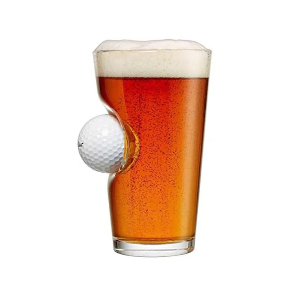 Ølglass med ekte golfball ， Flott drikkegaveide for golfere og golfentusiaster!
