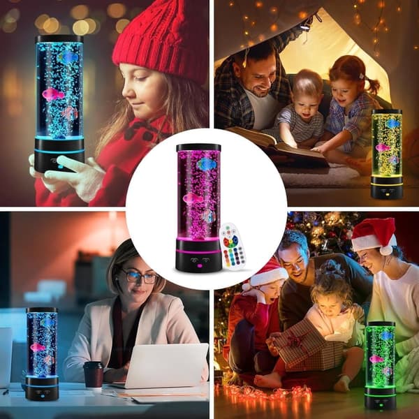Lavalampe Bordlampe USB LED 29cm 16 Farver Boblelampe Natlys Børnedekoration-FA-