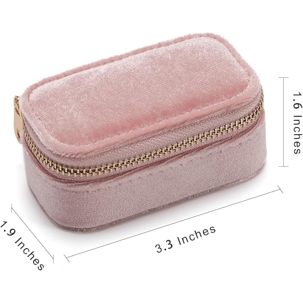 Smykkeskrin til piger Plys Fløjl Lille Rejse Smykkeskrin Organizer til Halskæder Ringe Øreringe Halsbånd Armbånd Rejse Smykkeorganisator Pink