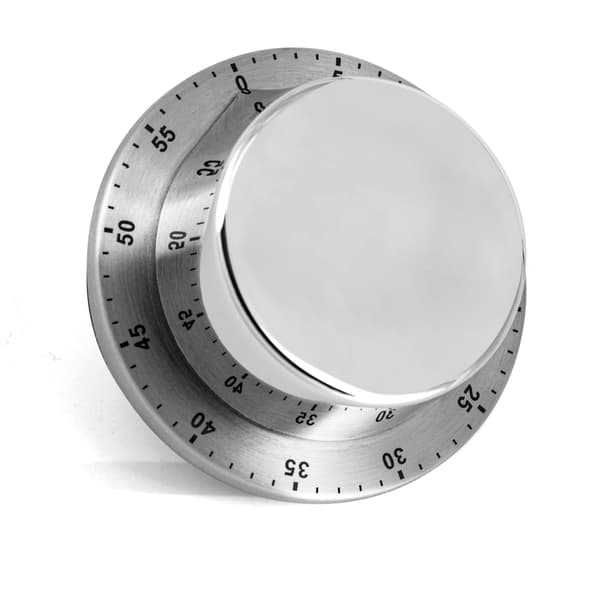 Mechanical Kitchen Timer with Magnetic Base, 60-Minute Countdown Timer, Kitchen Clock with Audible Alarm, Stainless Steel, Attaches to Refrigerator, Si