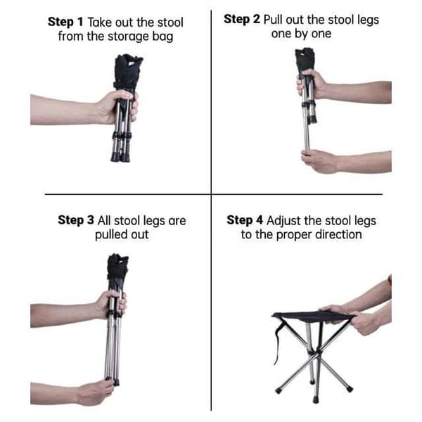 Camping stool, small folding chair, 30 cm lightweight folding stool, compact backpack stool with carrying bag