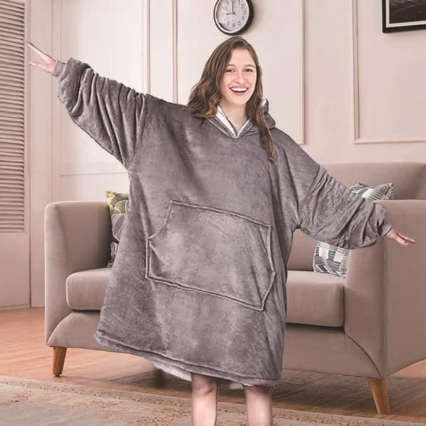1 Lazy Robe Oversized hupullinen viltti, harmaa