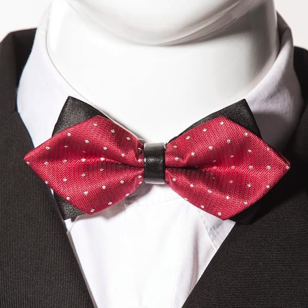 Men's retro style bow tie with elegant diamond tip, hook knot and adjustable