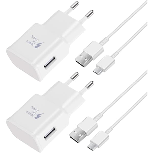 Fast Charger, 1.2m Cable, Compatible with Samsung Galaxy S22 S21 S20 S8 S10 S9 Plus Note 7 8 9 10 A53 LG, HTC-FS3- 2-Pack/Black