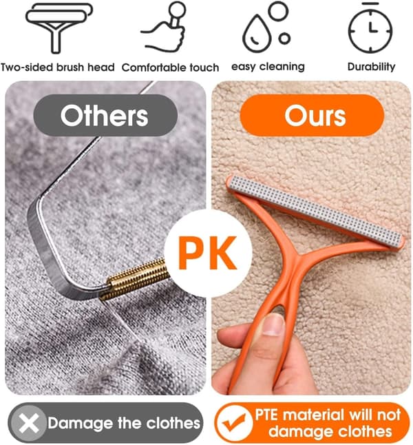Pelsfjerner til sofa (orange, 1) - pelsfjerner til møbler, pelsfjerner til tøj, pelsfjerner til tæpper, børste til dyrehår