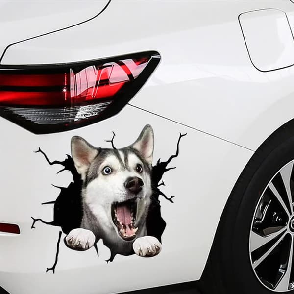4 kpl 3D-koiratarroja - Husky - Ranskanbulldoggi jääkaappitarrat - 30 cm x 30 cm