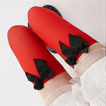 Lårhøye strømper for kvinner Sløyfer Lårhøye strømper Jul Over kneet strømper Lange støvelstrømper Cosplay strømper Gaver Black bow