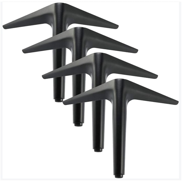 Møbelben Sett med 4 svarte trekantede møbelføtter, galvaniseringspoleringsprosess, for skap, sofa, salongbord, TV-skap