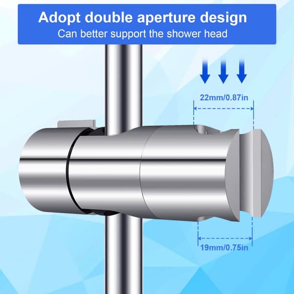 1 stk. bruseholder, 18-25 mm justerbar diameter, krom + ABS