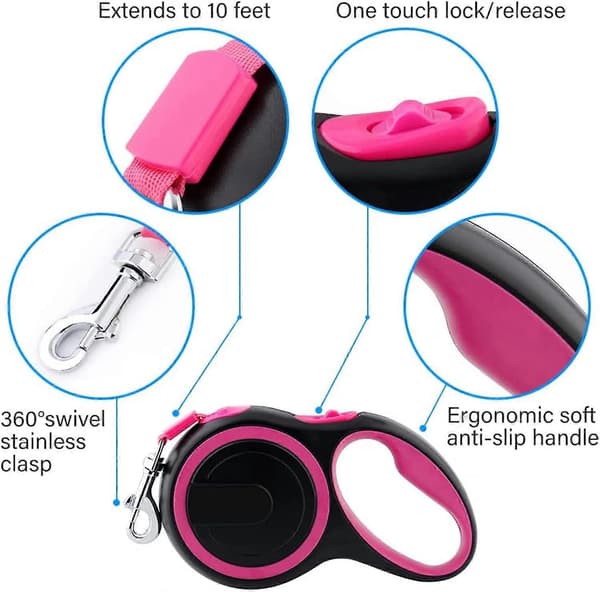 5m/16FT Utdragbart Starkt Kraftigt Nylon Medium Valpledband Förlängningskoppel Halkfritt Flexikoppel Kedja Husdjursträning