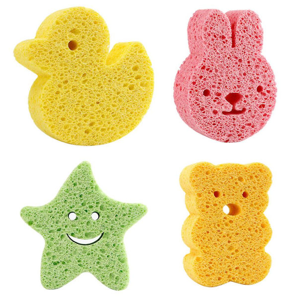 4pcs Baby Bath Sponge Baby Bath Scrubber Bath Sponge Lovely Shower Scrubbers Baby Bath SuppliesAssor