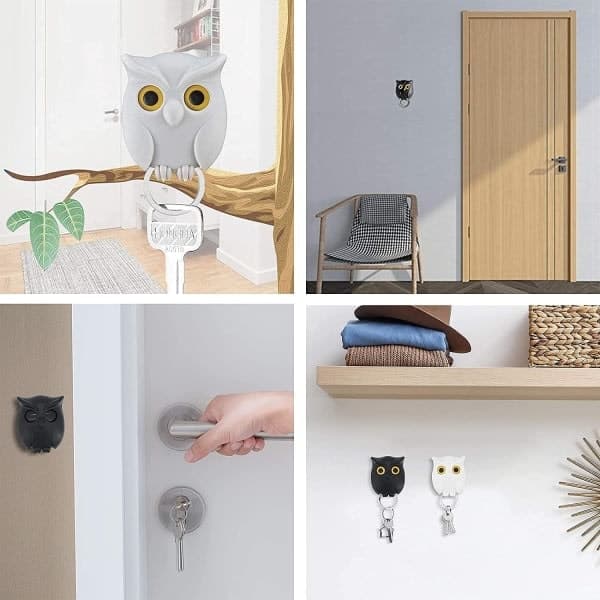 Uggla Nøgleholder Kroge - Magnetisk Væg Nøglekrog (Sæt med Bit)