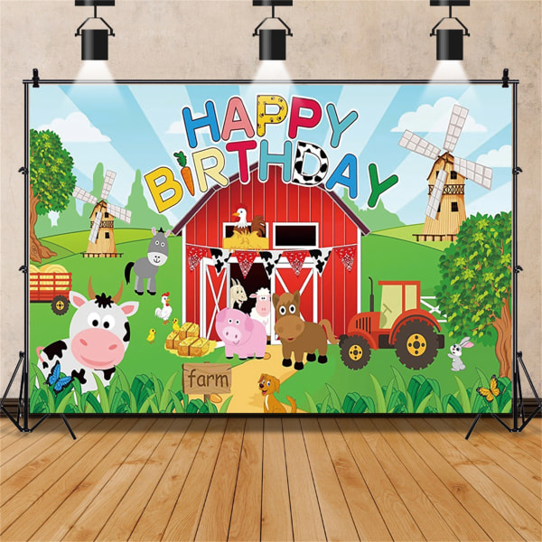 Farm Birthday Party Supplies, Farm Animals Birthday Party Backdrop, Happy Birthday Photo Backdrop, 4x2.5ft