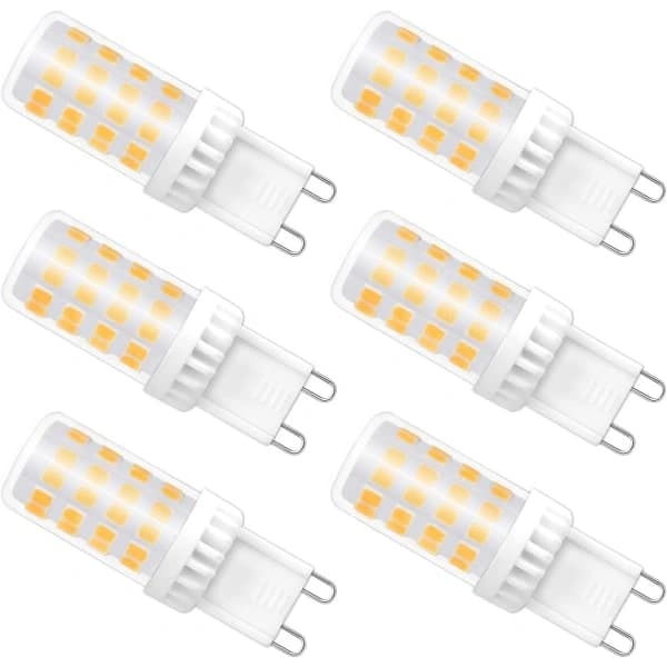 Dimmable G9 LED Bulb, 4W Equivalent to 40W Halogen, 480 LM, Warm White 3000K, Standard G9 Base, 360° Beam Angle with 6-Pack